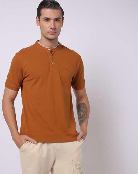 Regular Fit Mandarin Collar T-Shirt
