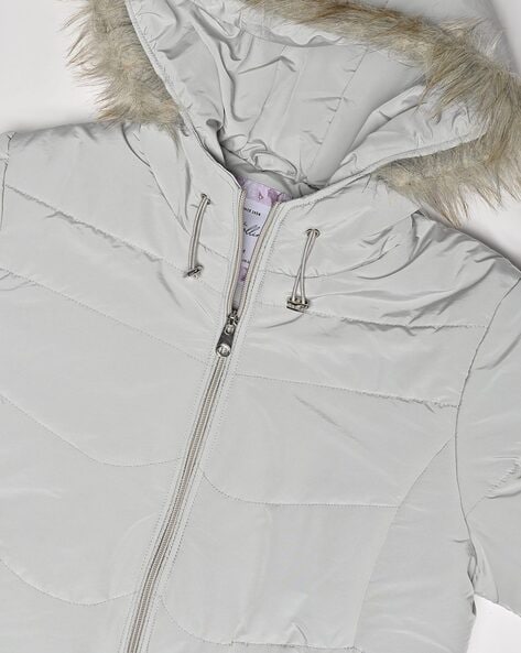 silver parka jacket