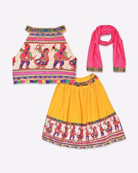 Buy BownBee Girls Light Green Self Design Pure Silk Lehenga Choli Set  Online at Best Prices in India - JioMart.
