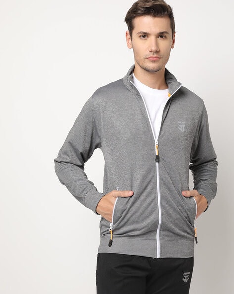 Heathered Zip-Front Track Jacket