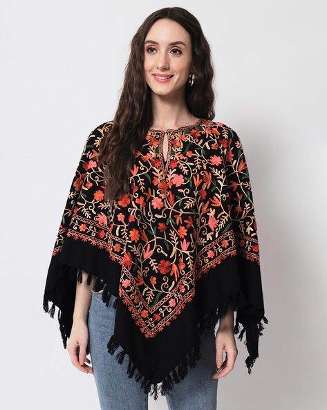 Embroidered Poncho with Tassles Price in India