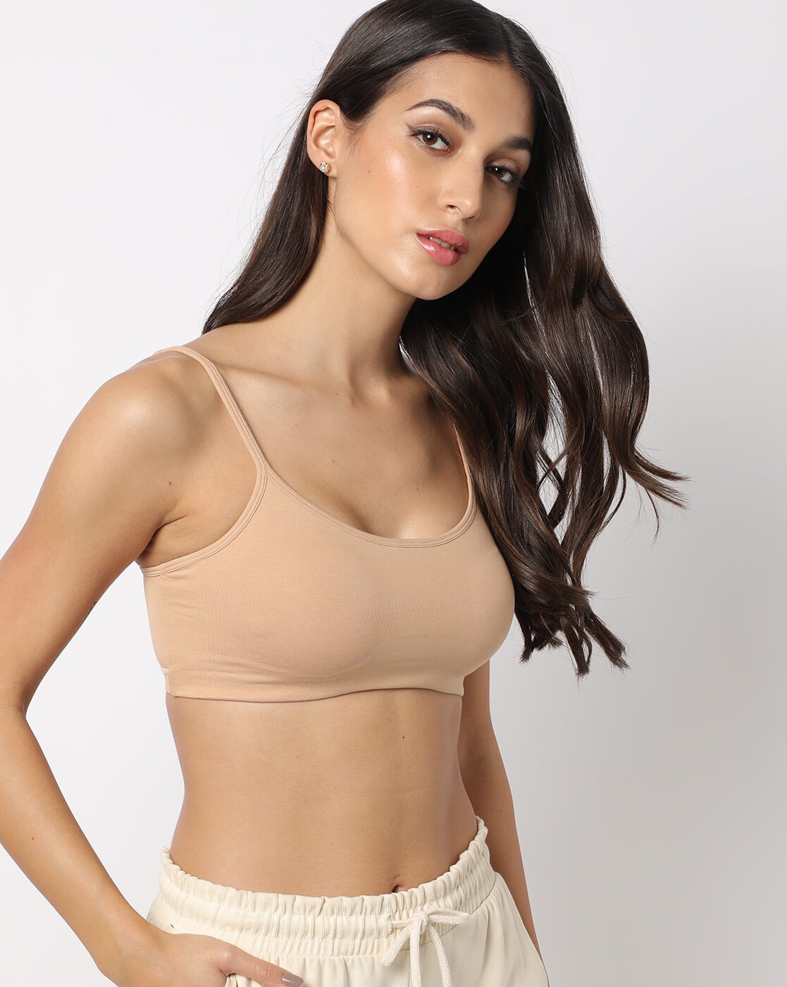 Atulya Beige Color Comfortable Hosiery Sports Bra for Women - C418HTZ43A9  Size 32