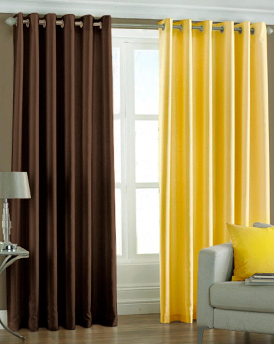 Yellow Brown Curtains