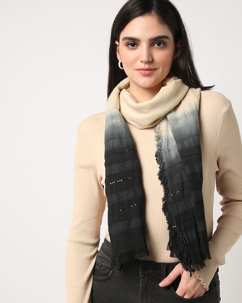 Women Ombre-Dyed Scarf with Fringes Price in India