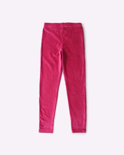 Hot Pink Velvet Leggings, Bottoms