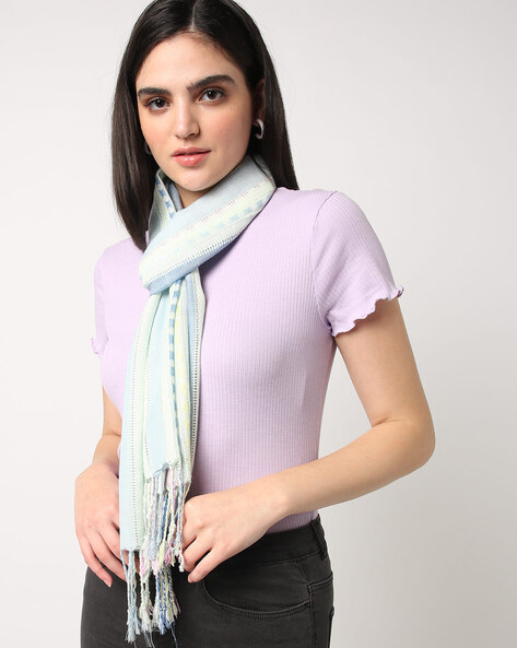 Colourblock Scarves with Tassels Price in India