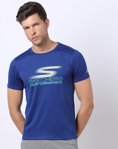 Skechers t shirt blue new arrivals