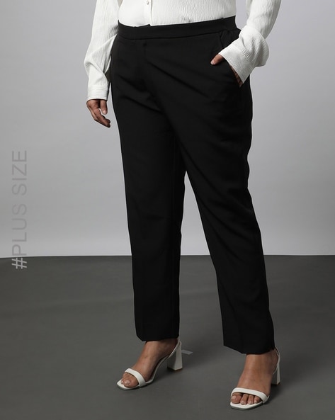 Buy ALLEN SOLLY Black Women's Solid Formal Trousers | Shoppers Stop-anthinhphatland.vn