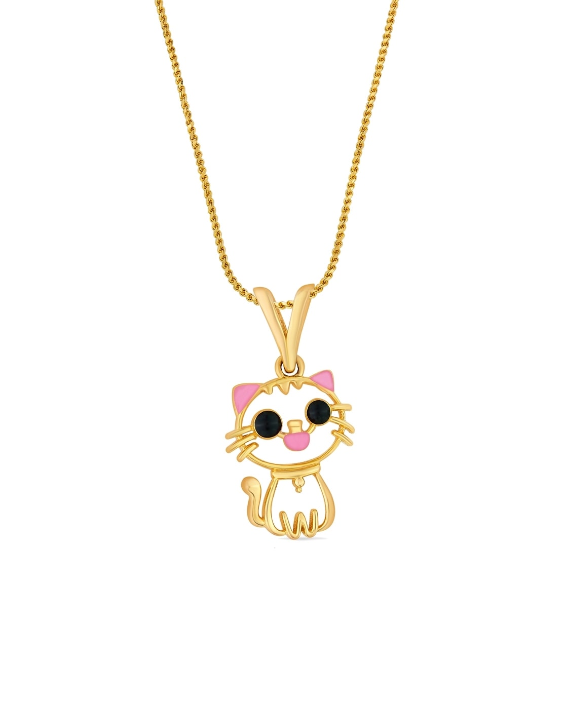 Kids enamel Cat gold pendant – Abaran Timeless Jewellery Pvt.Ltd