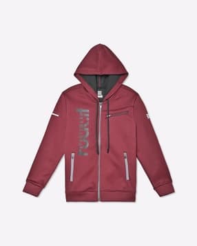 rock it Typographic Print Hoodie with Zip Pockets-picture-15