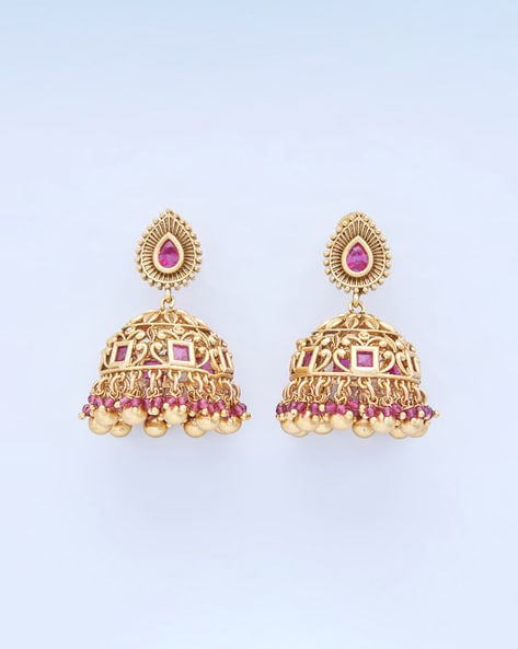 Buy Kushal's Fashion Jewellery Green Gold Plated Casual 92.5 Pure Silver  Temple Earring at Amazon.in