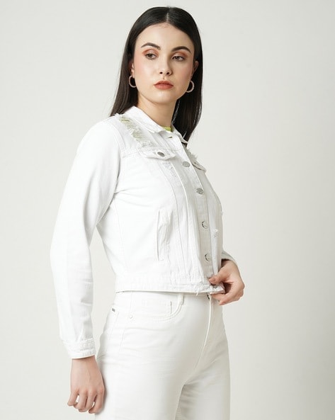 Buy American Eagle Women White Classic Denim Jacket at Amazon.in