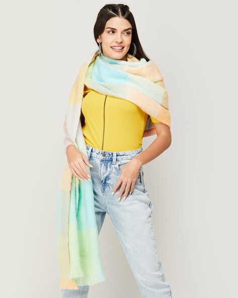 Colourblock Stole with Fringes Price in India