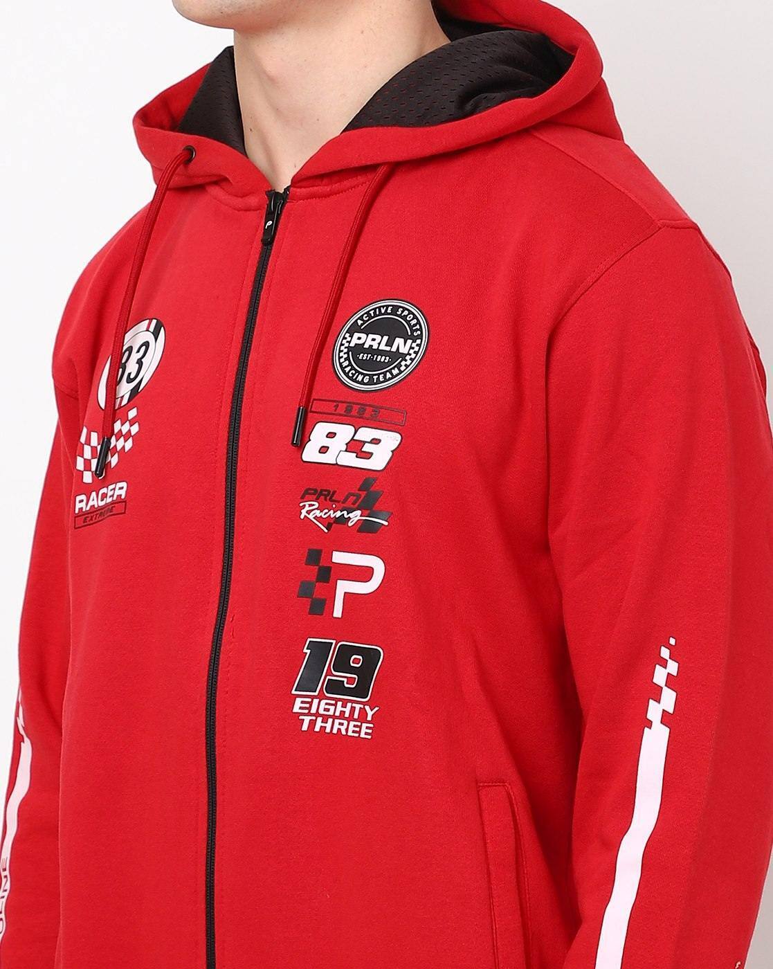 Buy PROLINE Numeric Print Zip-Front Hoodie Online | Ajio.com