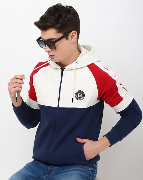 Colourblock Zip-Front Hoodie