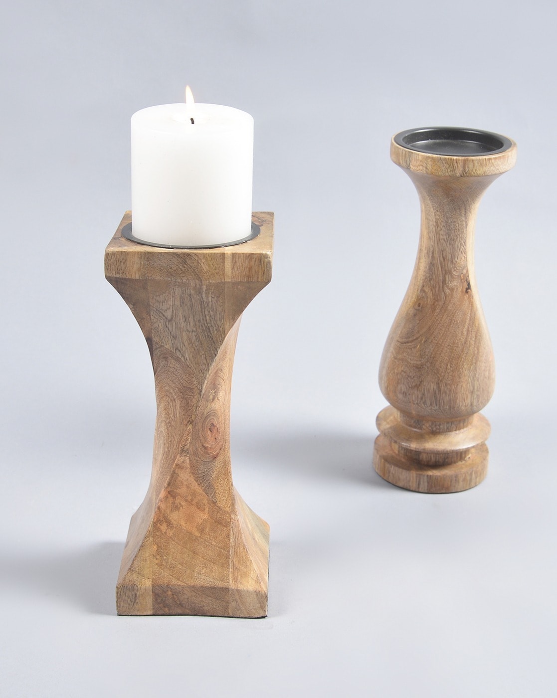 Rustic Wooden Candle Holders