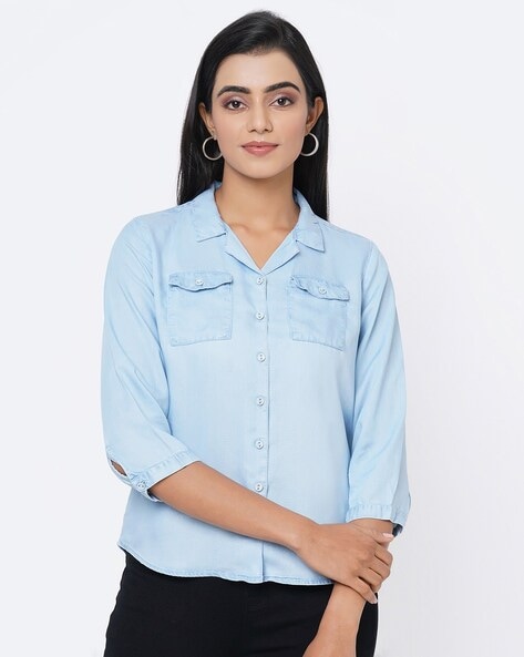 Sky Blue Shirt Women - Buy Sky Blue Shirt Women online in India