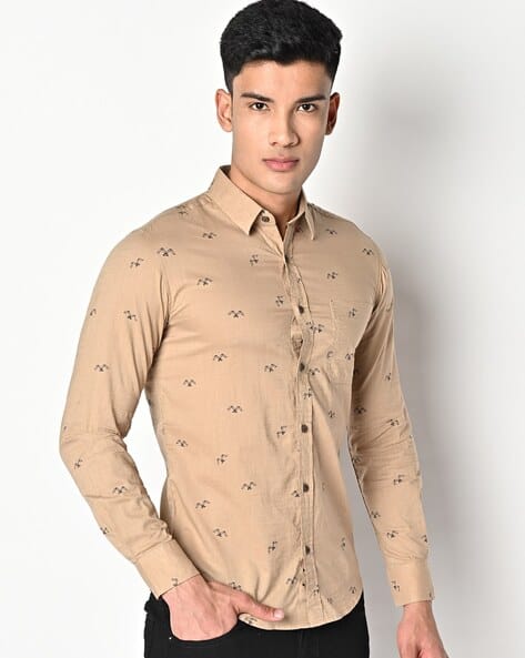 MUFTI Men Printed Slim Fit Shirt with Patch Pocket