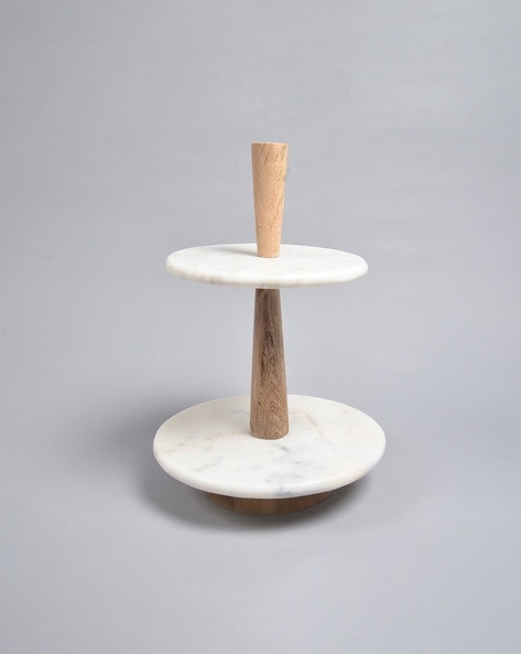 Shop Octagon Marble and Wood Cake Stand Online | Stone Essential