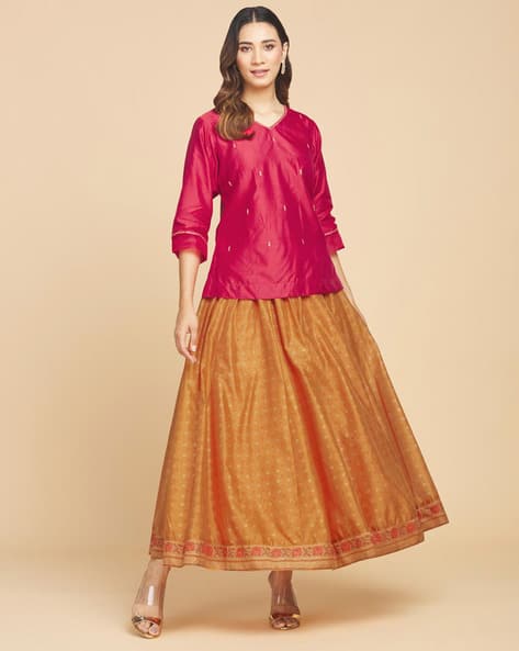 Top with Skirt Set with Embroidery