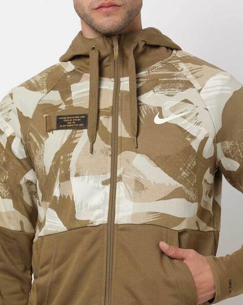 Printed Zip-Front Hoodie with Ribbed Hem