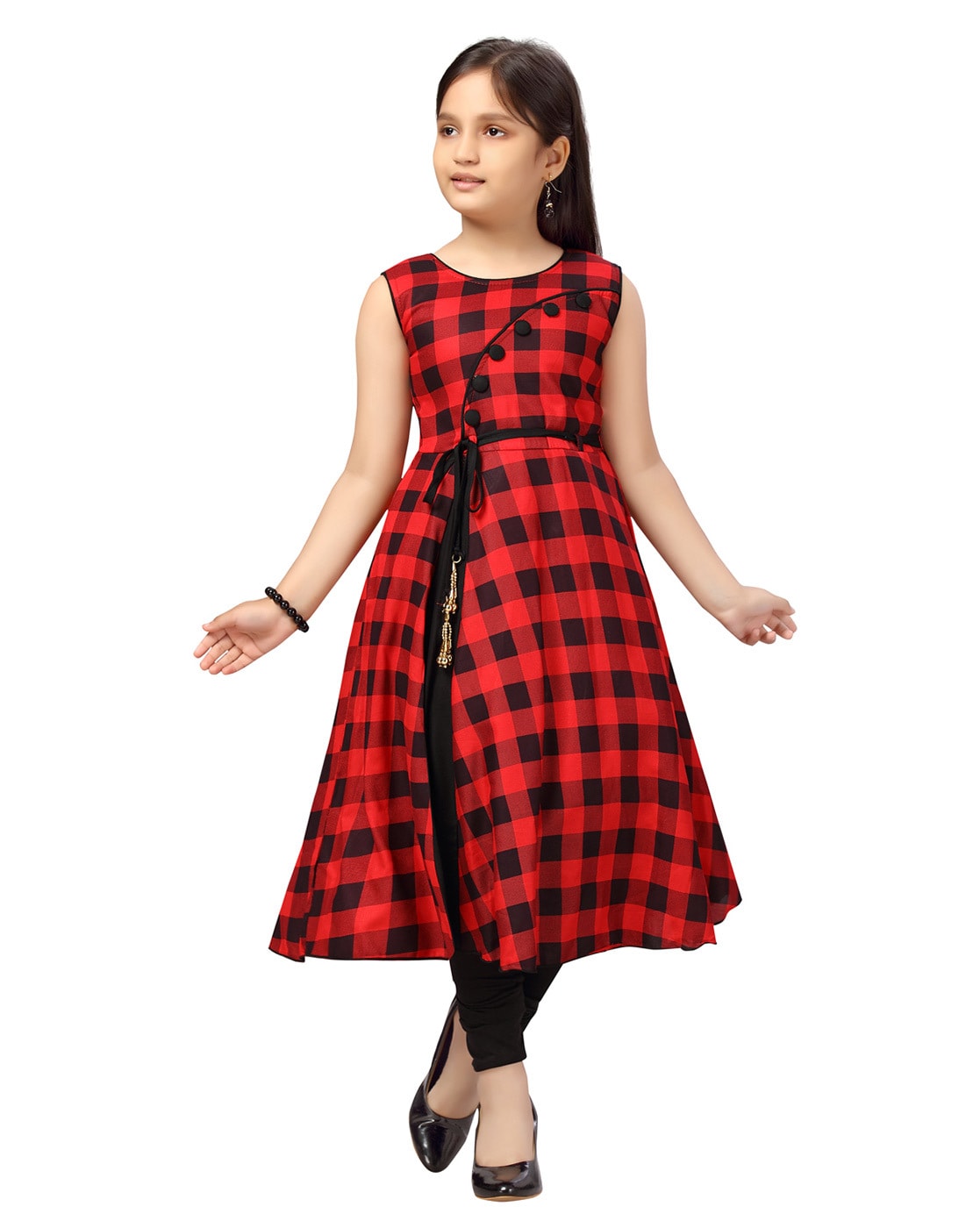 Buy Stylesland Women's Red & Black Checkered Kurti at Amazon.in