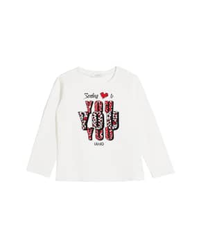 Buy Liu-Jo Typographic Print Crew-Neck T-Shirt Pink Color Girls