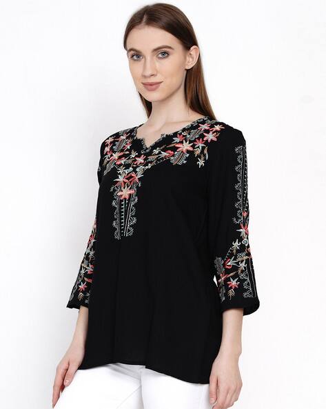 embroidered black tunic