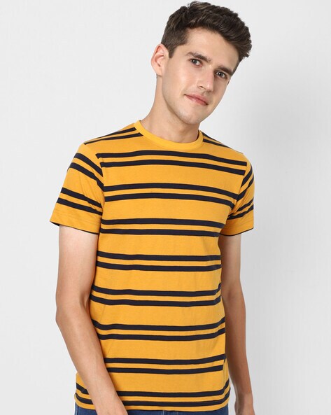 mens yellow striped t shirt