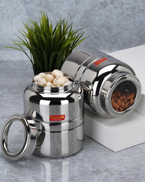 Stainless Steel Dabba-Storage Containers 400ml-500ml-750 ml Set