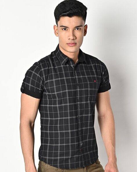 MUFTI Men Checked Slim Fit Shirt with Patch Pocket