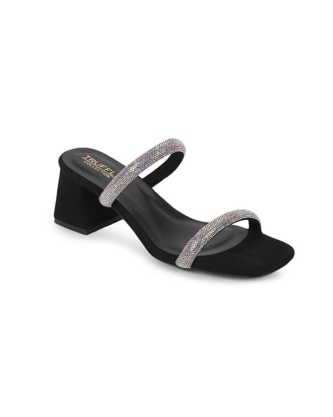 Truffle collection Suede Heels with Embellished Straps