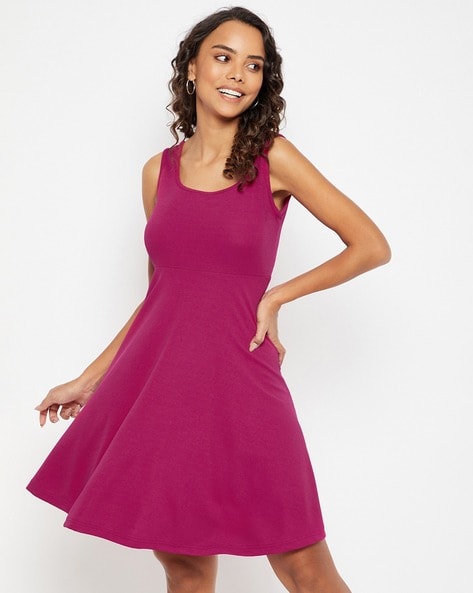 Magenta fit hot sale and flare dress