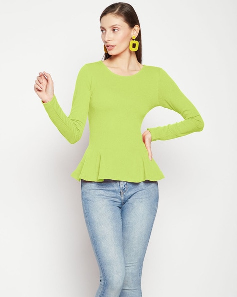 Green peplum sales shirt