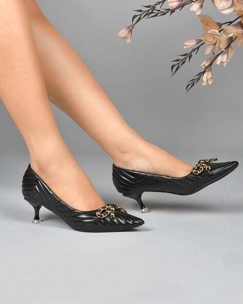 Buy Black Heeled Shoes for Women by Everqupid Online | Ajio.com