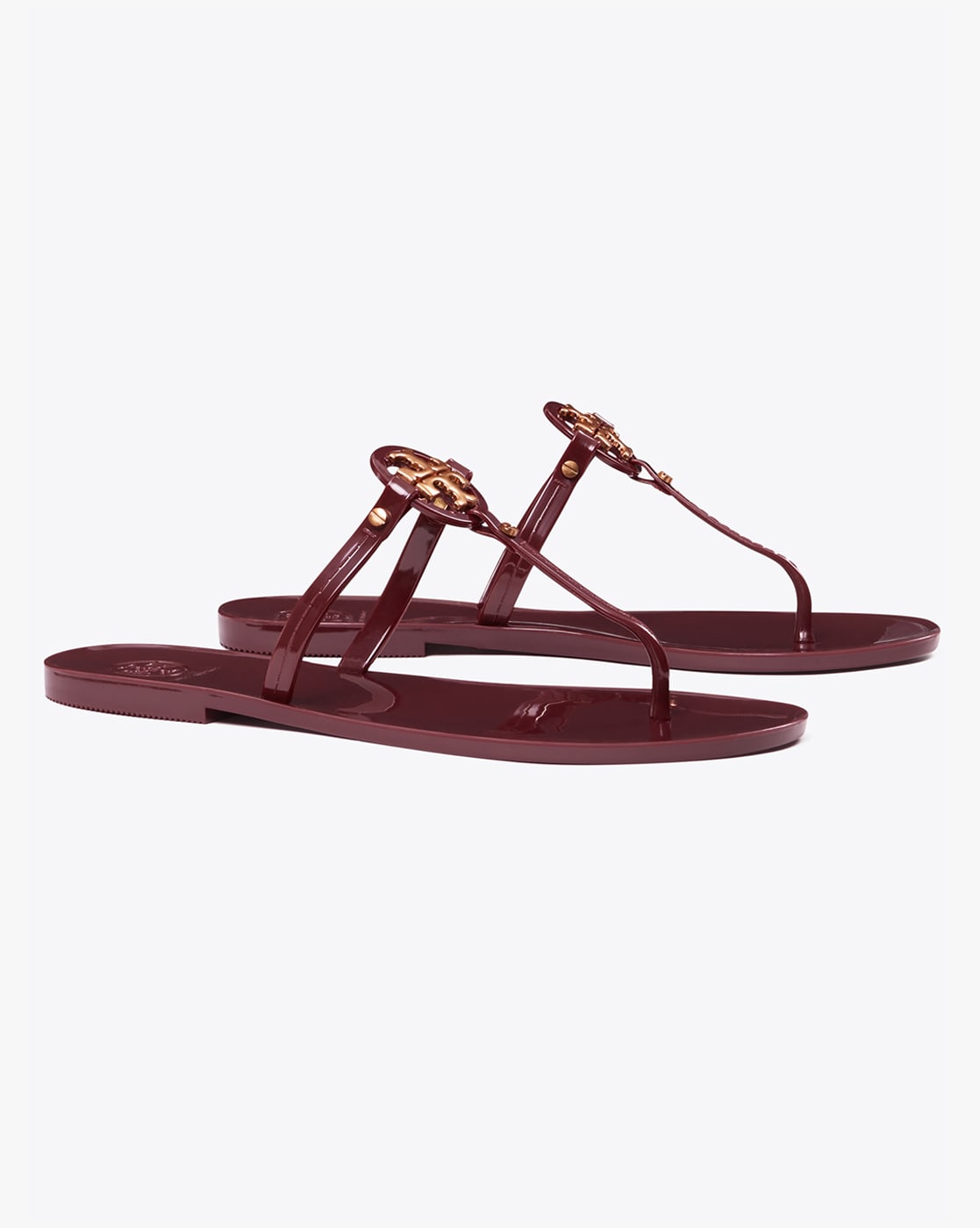 Buy Tory Burch Mini Miller Thong Strap Flat Sandals Maroon Color Women AJIO LUXE