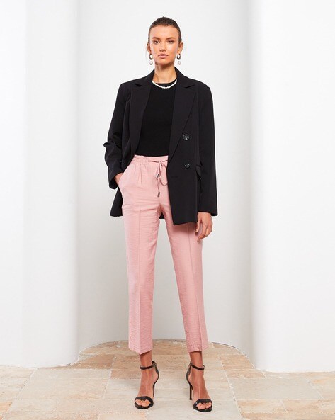 High-Rise Pleat-Front Trousers with Insert Pockets