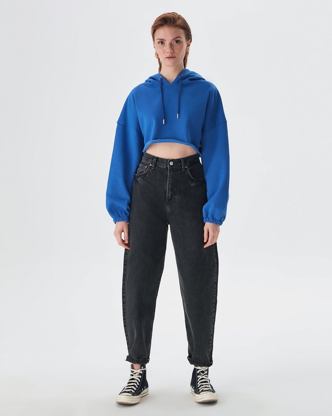 Champion cropped clearance hoodie blue