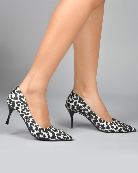 Buy White & Black Heeled Shoes for Women by Everqupid Online 