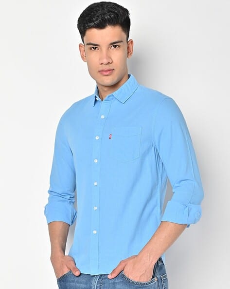 Men Slim Fit Shirt with Patch Pocket