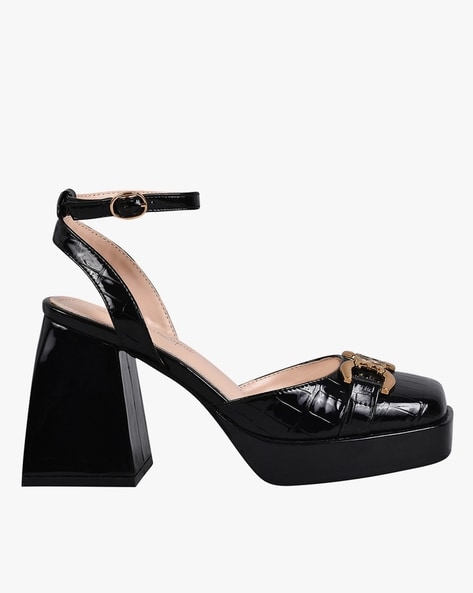 Women Platform-Heeled Shoes with Chain Accent