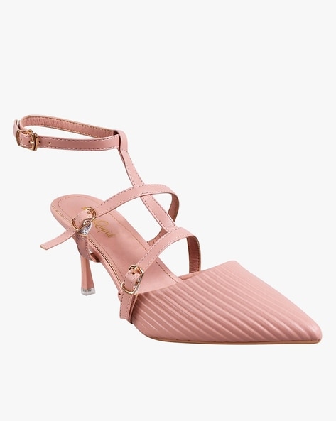 Pink strappy kitten clearance heels