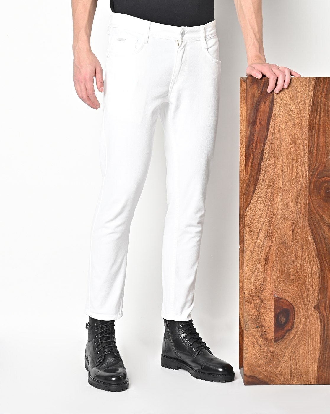 Mens white deals cropped jeans