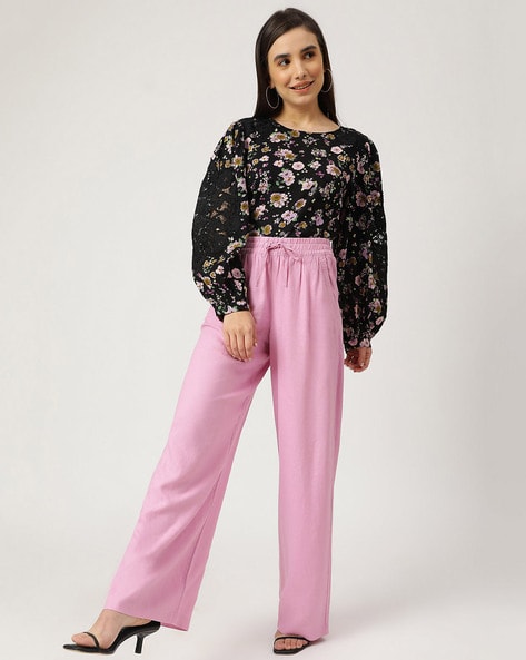 Buy Magenta Trousers & Pants for Women by Marks & Spencer Online