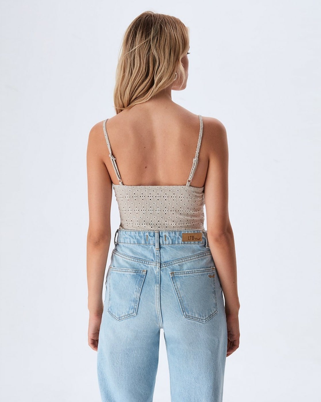 String-Neck Ribbed Tank Top