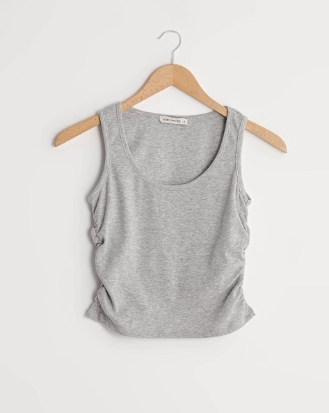 Checked Scoop-Neck Cami Top