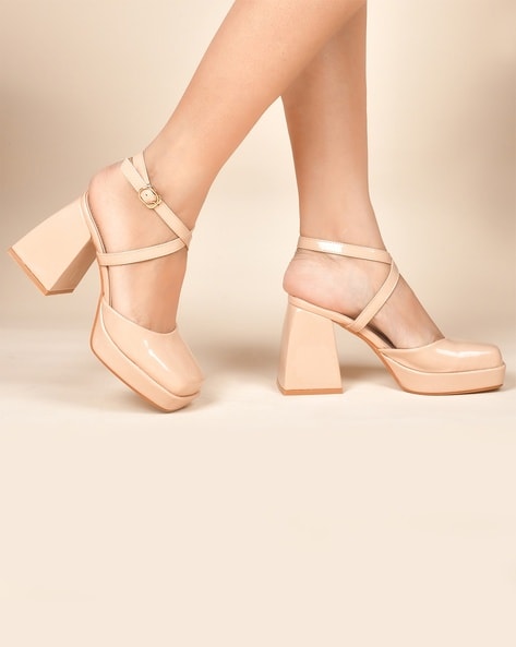 Chic Off White Heels - Ankle Strap Heels - Block Heels - Lulus