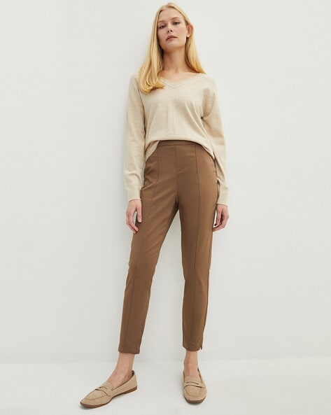 Cotton carrot-fit trousers, sand | Weekend Max Mara