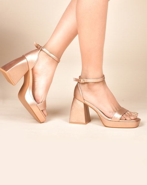 Chunky rose gold heels hotsell