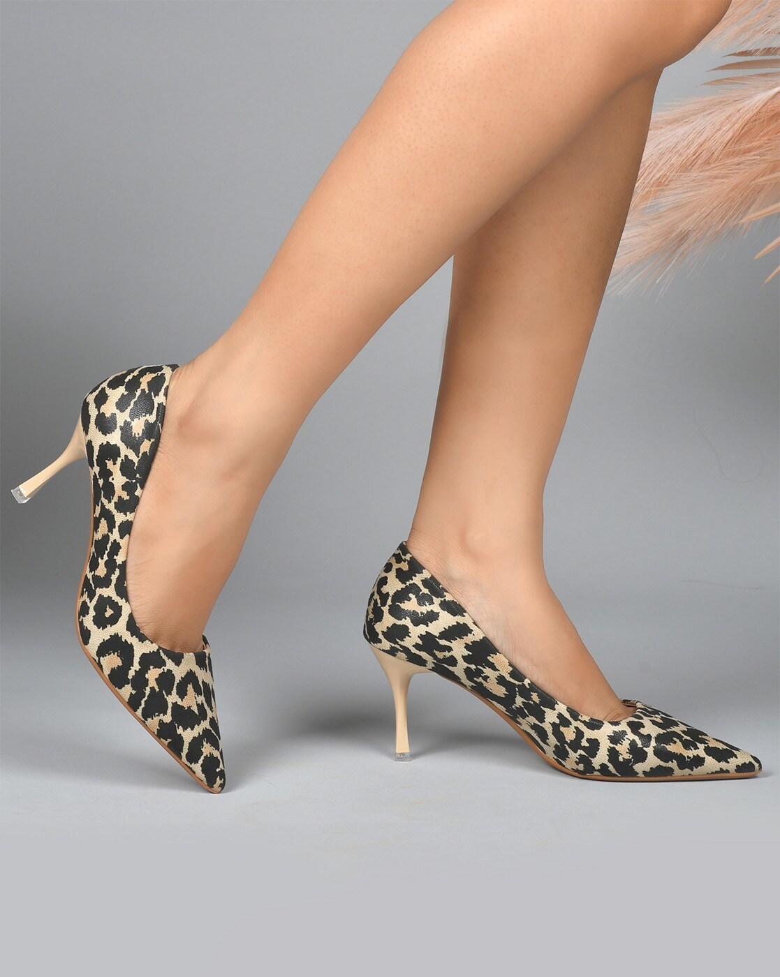 Buy Truffle Collection Multi-color Animal Print Heels Online
